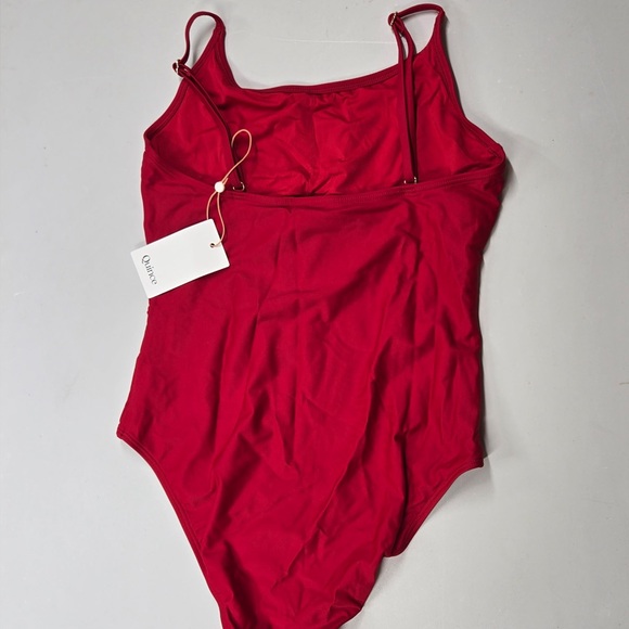 NWT QUINCE Italian Cami One-Piece Swimsuit Medium Cherry 4681 - Picture 7 of 10